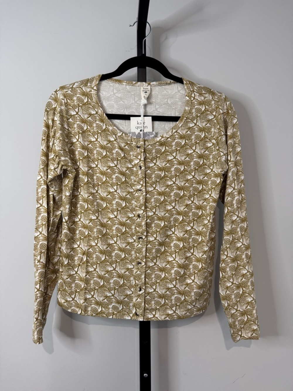 Kate Quinn Pinecone Button-Front Long Sleeve Top Women’s XS New NWT